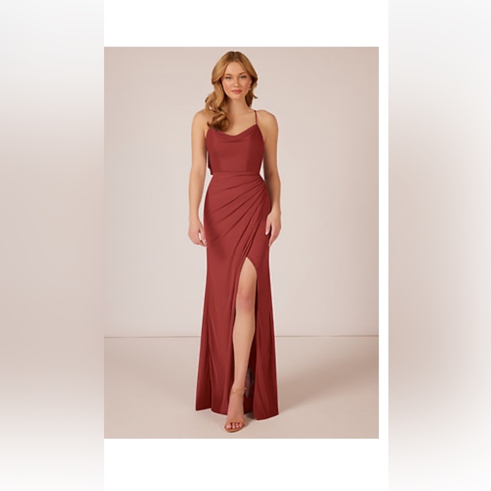 Custom size Azazie bridesmaid dress. NEVER worn! In mint condition. RUST color.